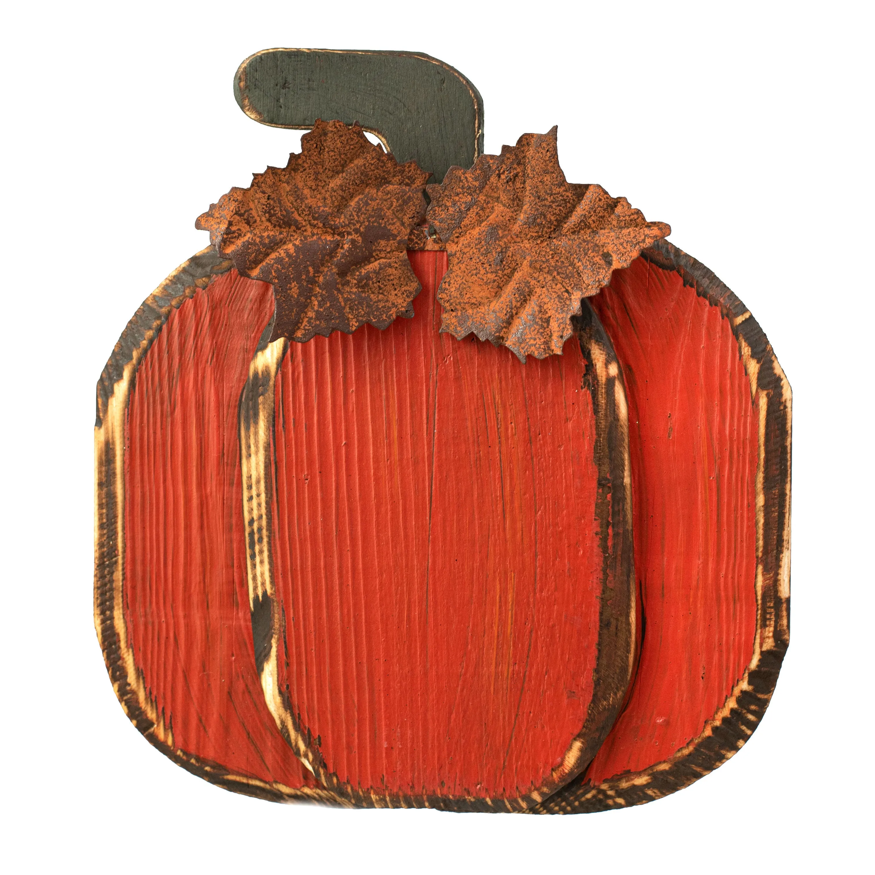 10" Round Wooden Pumpkin: Antique Orange