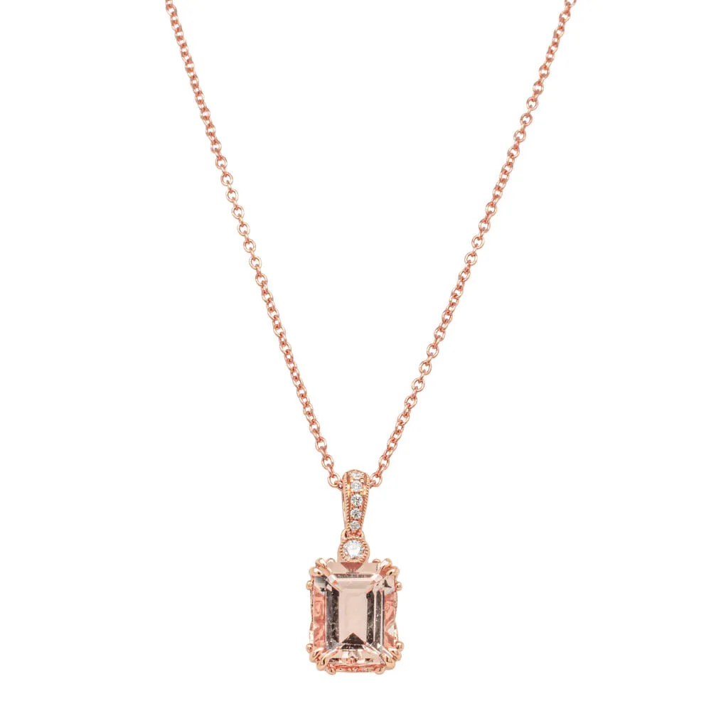 18ct Rose Gold 1.94ct Morganite & Diamond Romanov Pendant