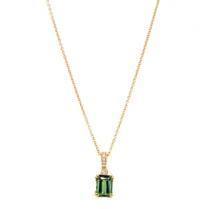 18ct Yellow Gold 1.76ct Green Tourmaline & Diamond Romanov Pendant