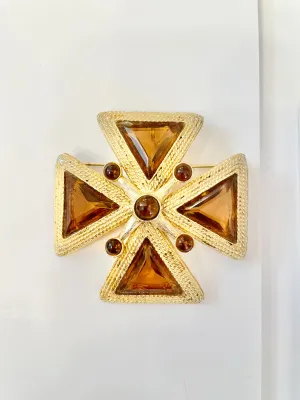 1960's Mistress loves a rich topaz Maltese cross brooch....so extraordinary