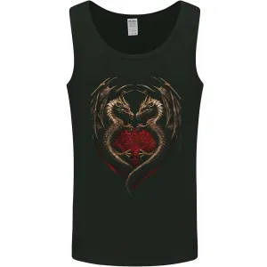 2 Fantasy Dragons in a Heart Shape Gothic Goth Mens Vest Tank Top