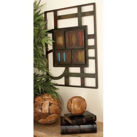 27 X 20 Inch Abstract Geometric Metal Wall Plaque