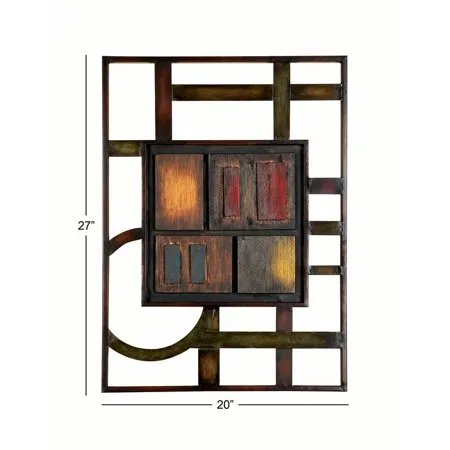 27 X 20 Inch Abstract Geometric Metal Wall Plaque