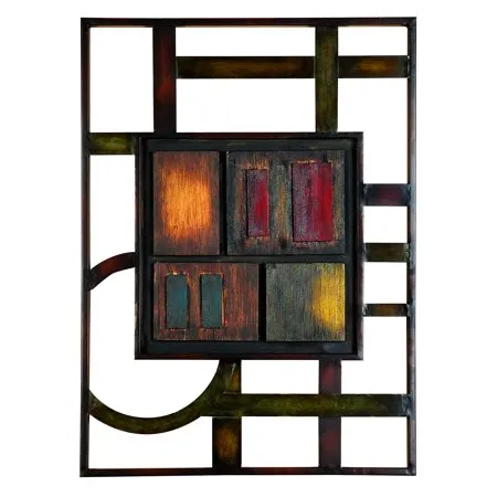 27 X 20 Inch Abstract Geometric Metal Wall Plaque