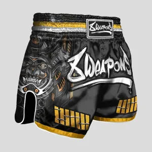 8 Weapons Samurai 2.0 Gold Muay Thai Shorts Black