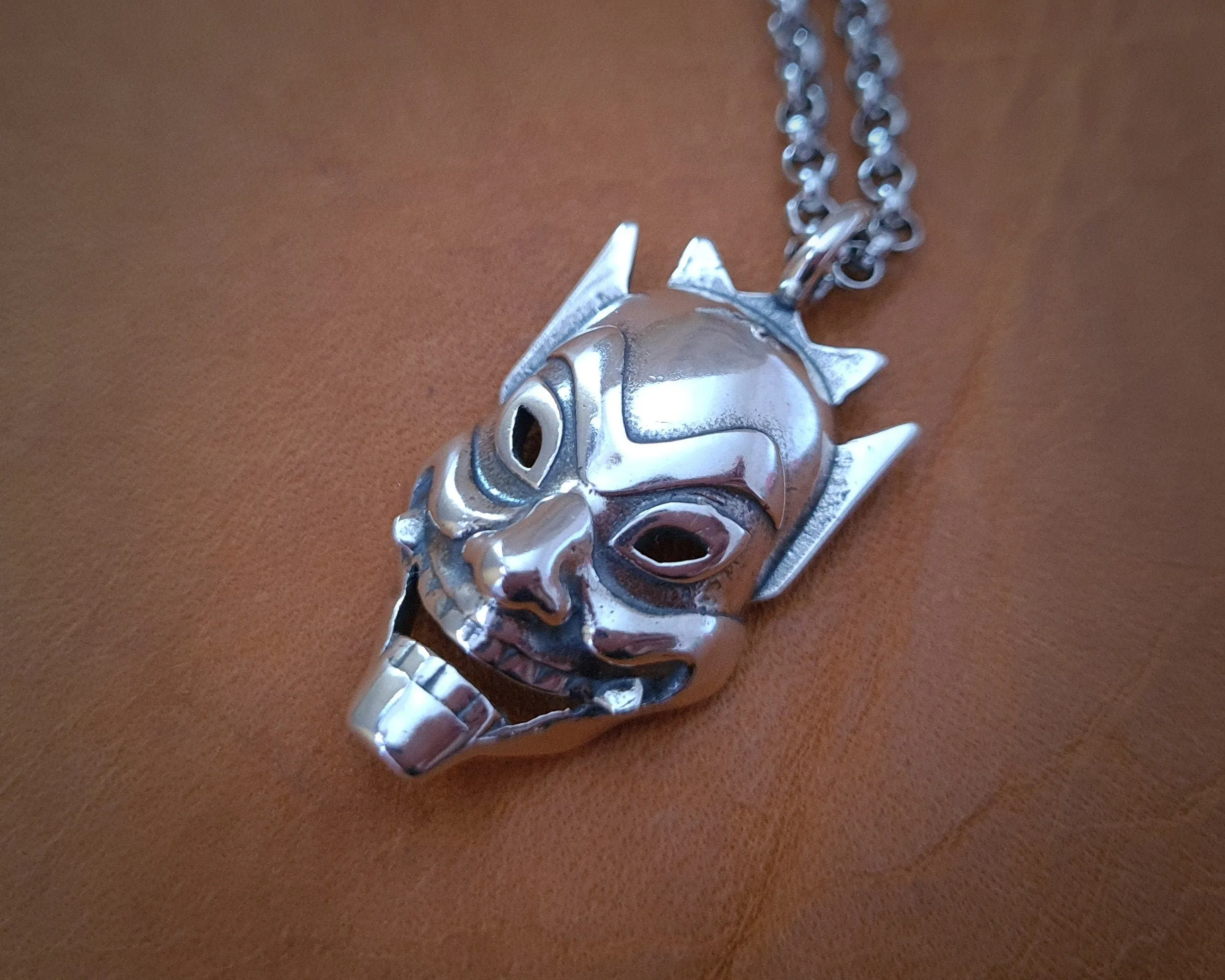 925 Sterling Silver Avatar The Last Airbender Zuko Blue Spirit Mask Necklace Pendant Charm