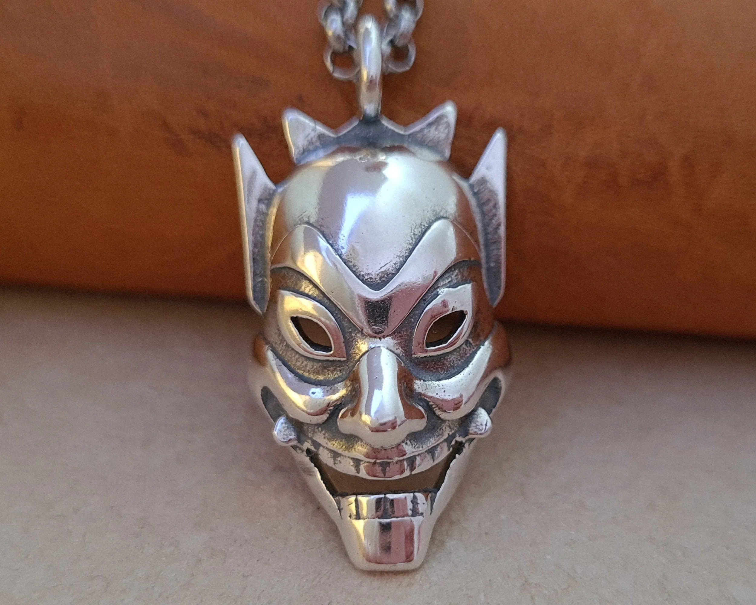 925 Sterling Silver Avatar The Last Airbender Zuko Blue Spirit Mask Necklace Pendant Charm