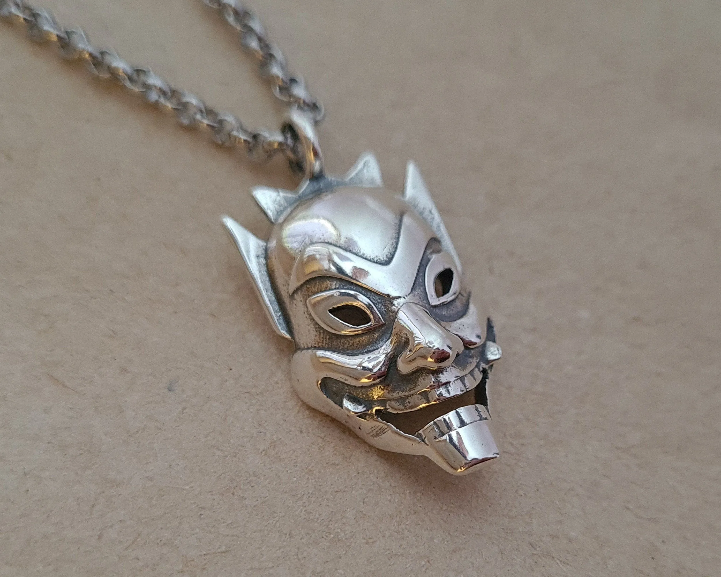 925 Sterling Silver Avatar The Last Airbender Zuko Blue Spirit Mask Necklace Pendant Charm