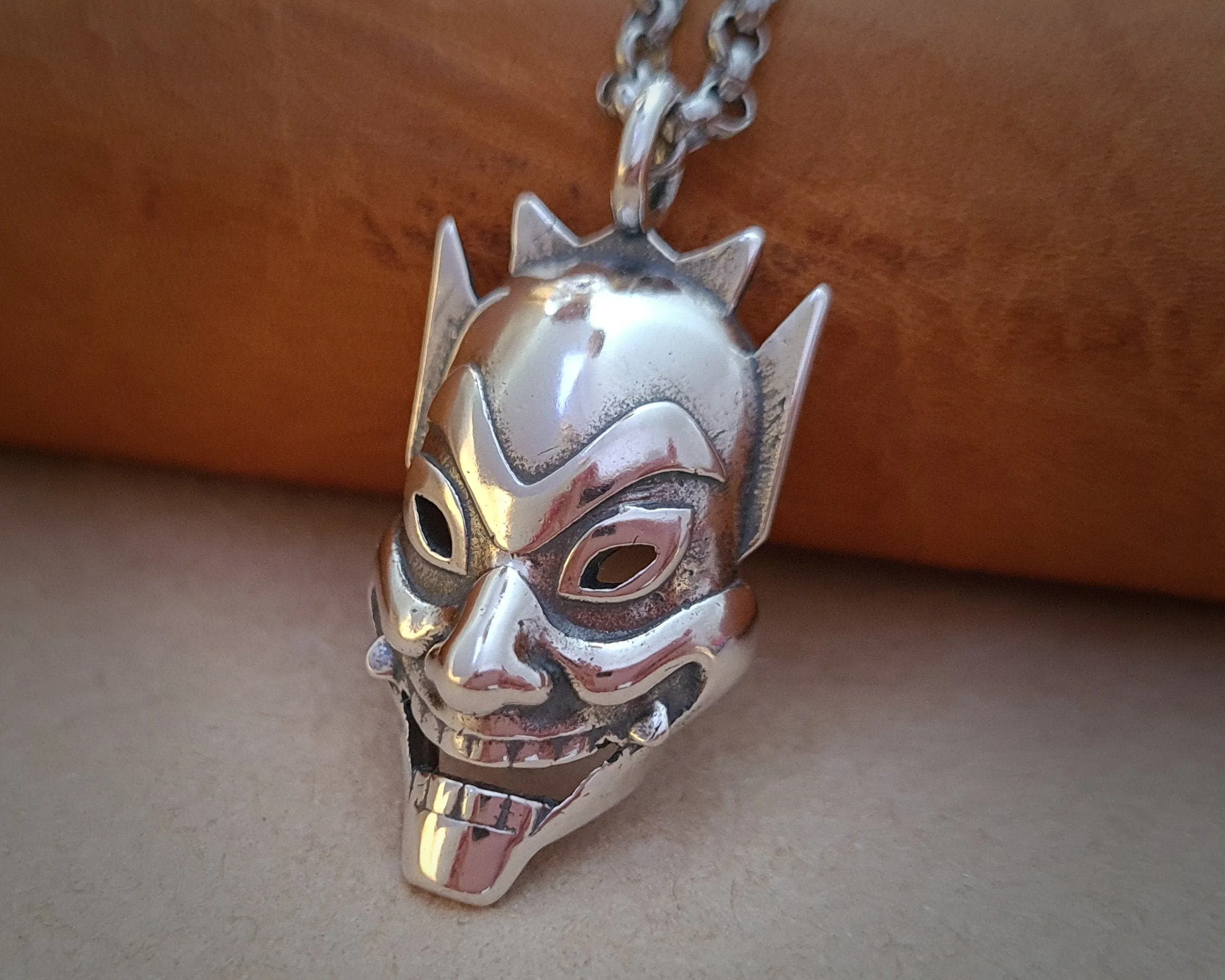 925 Sterling Silver Avatar The Last Airbender Zuko Blue Spirit Mask Necklace Pendant Charm