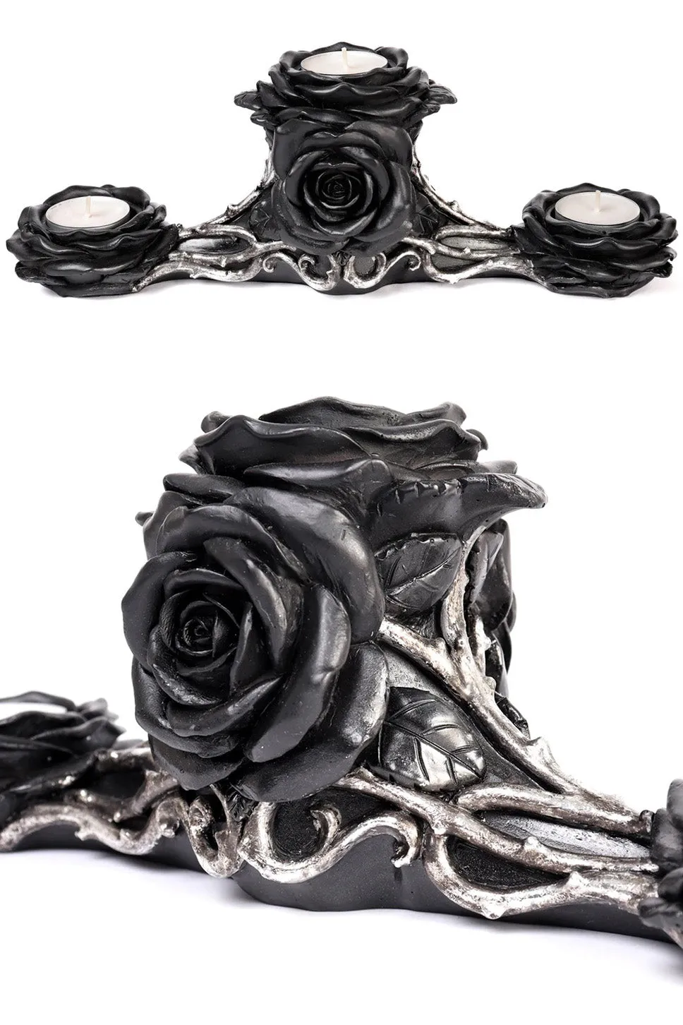 Alchemy Black Rose Triple T-Light Holder