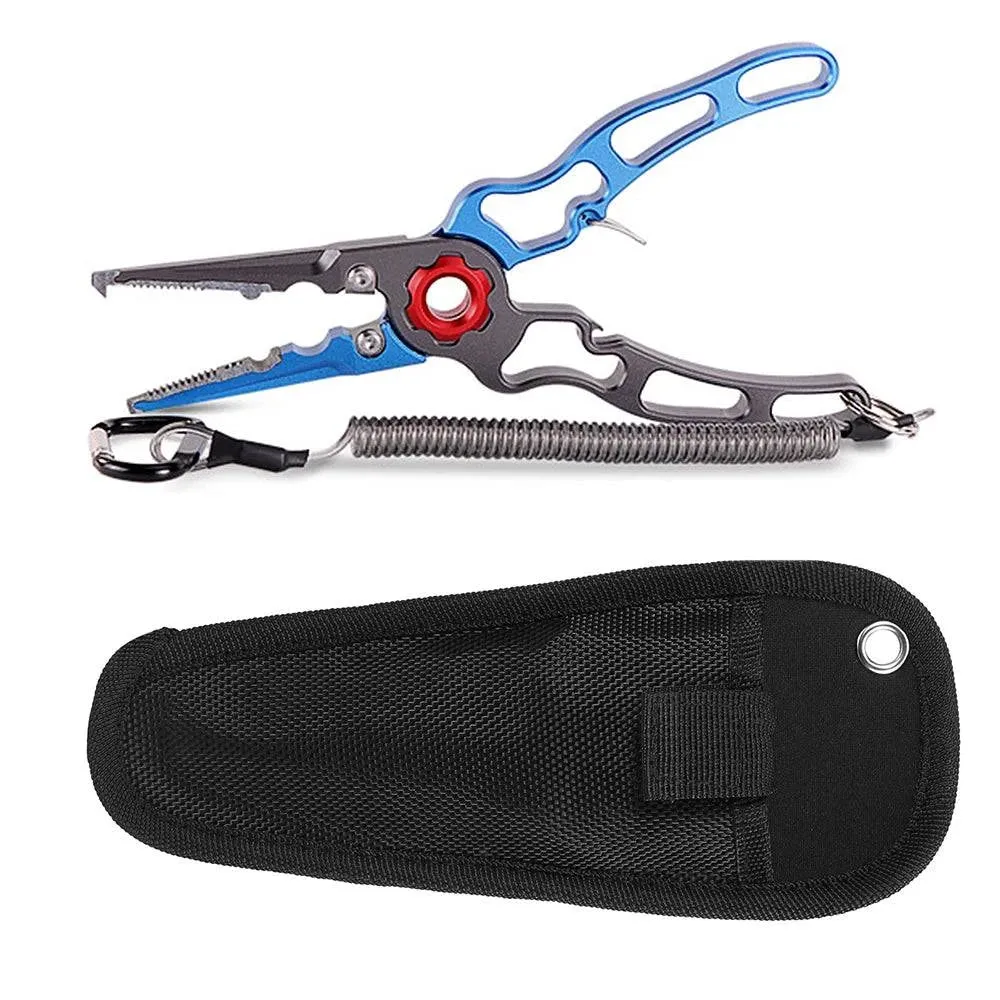 Aluminium Fishing Pliers Hook Remover Pliers Fish Holder Split Ring Tool Clip Clamp Line Cutters with Lanyard All for Fishing