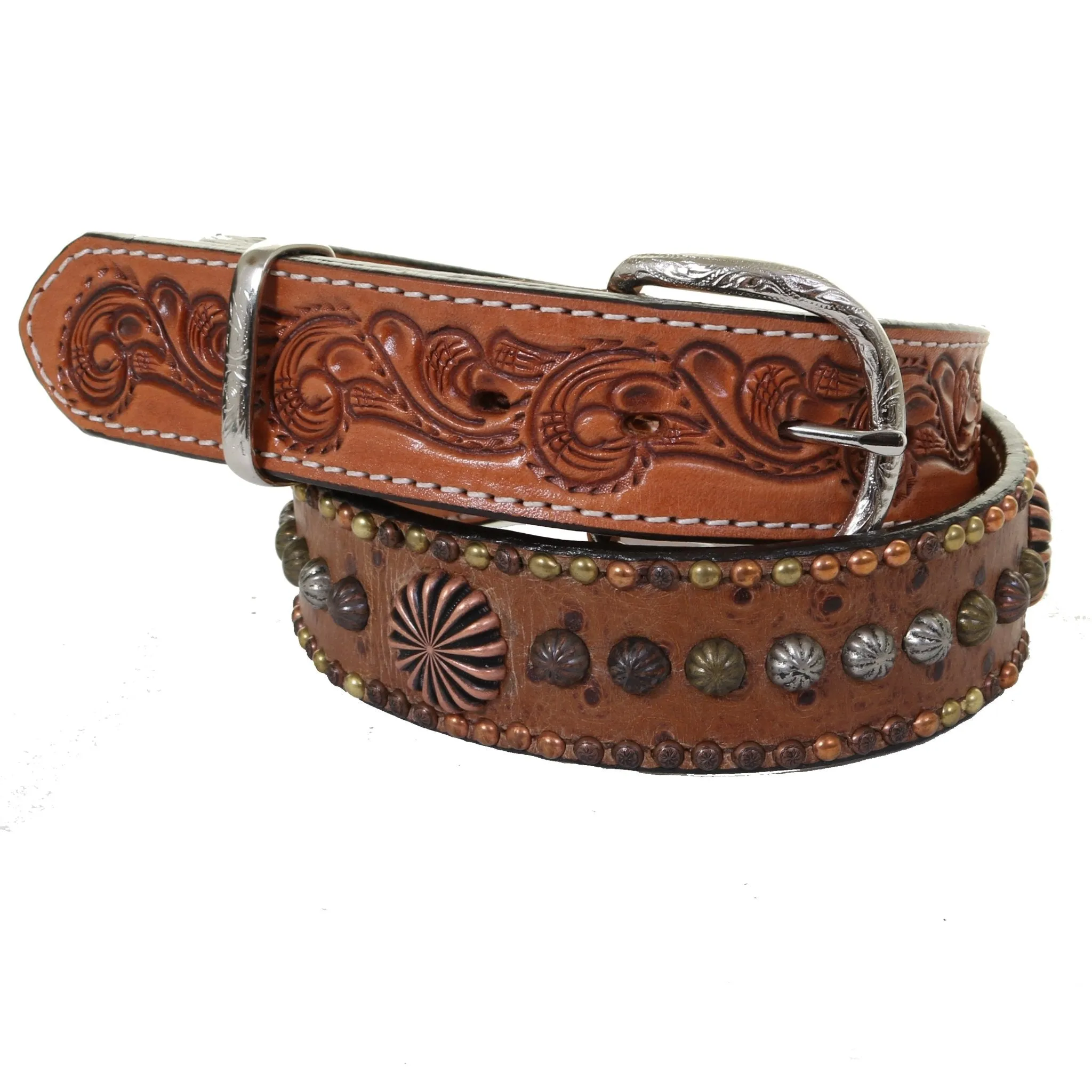 B849A - Wild Ostrich Studded Belt