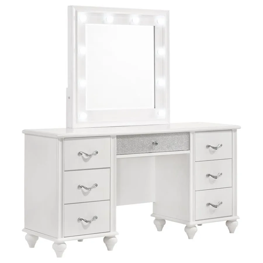 Barzini - 7-Drawer Vanity Set With Lighting - White