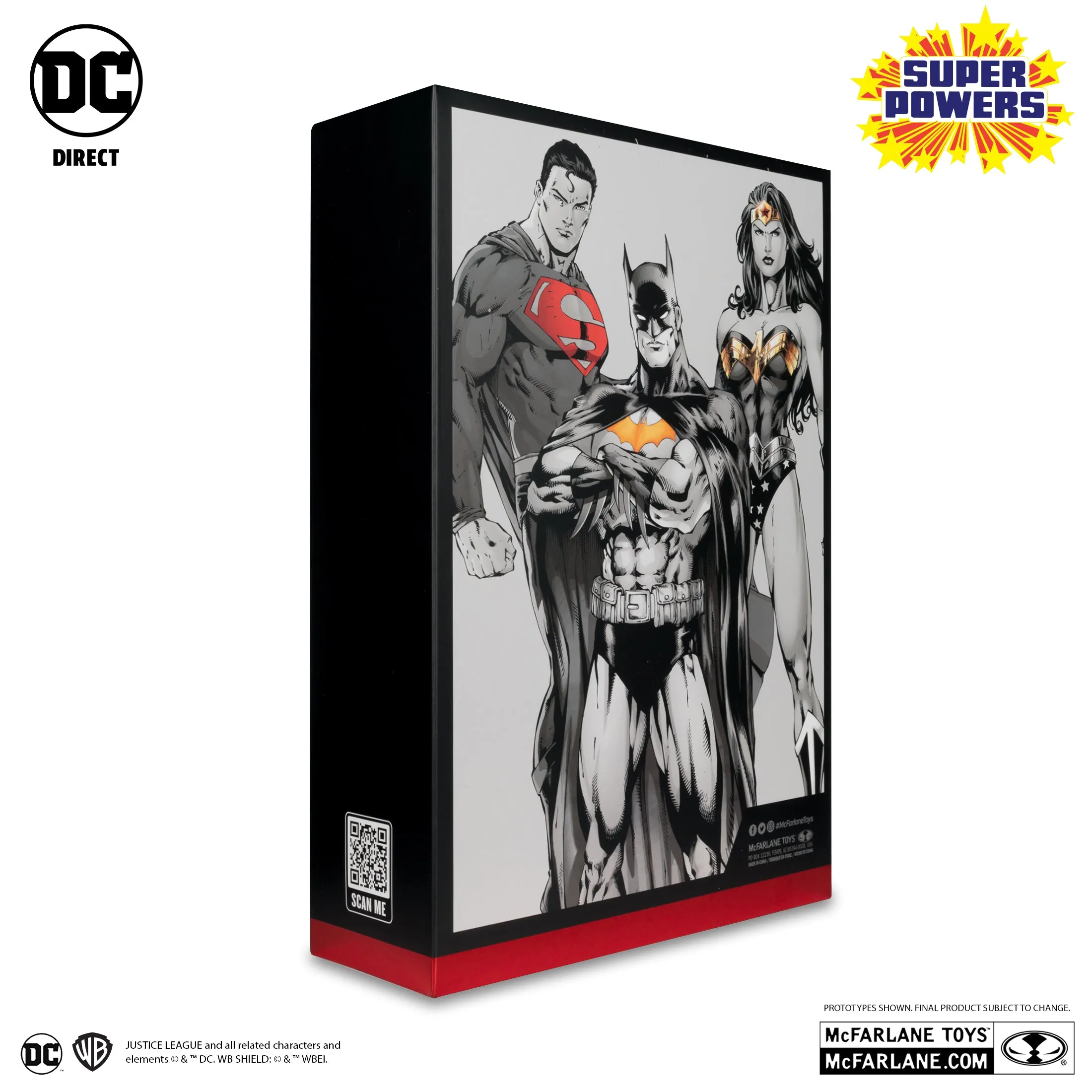 Batman, Superman & Wonder Woman Super Powers Black & White Accent Edition Gold Label 3pk (SDCC Exclusive) - McFarlane Toys