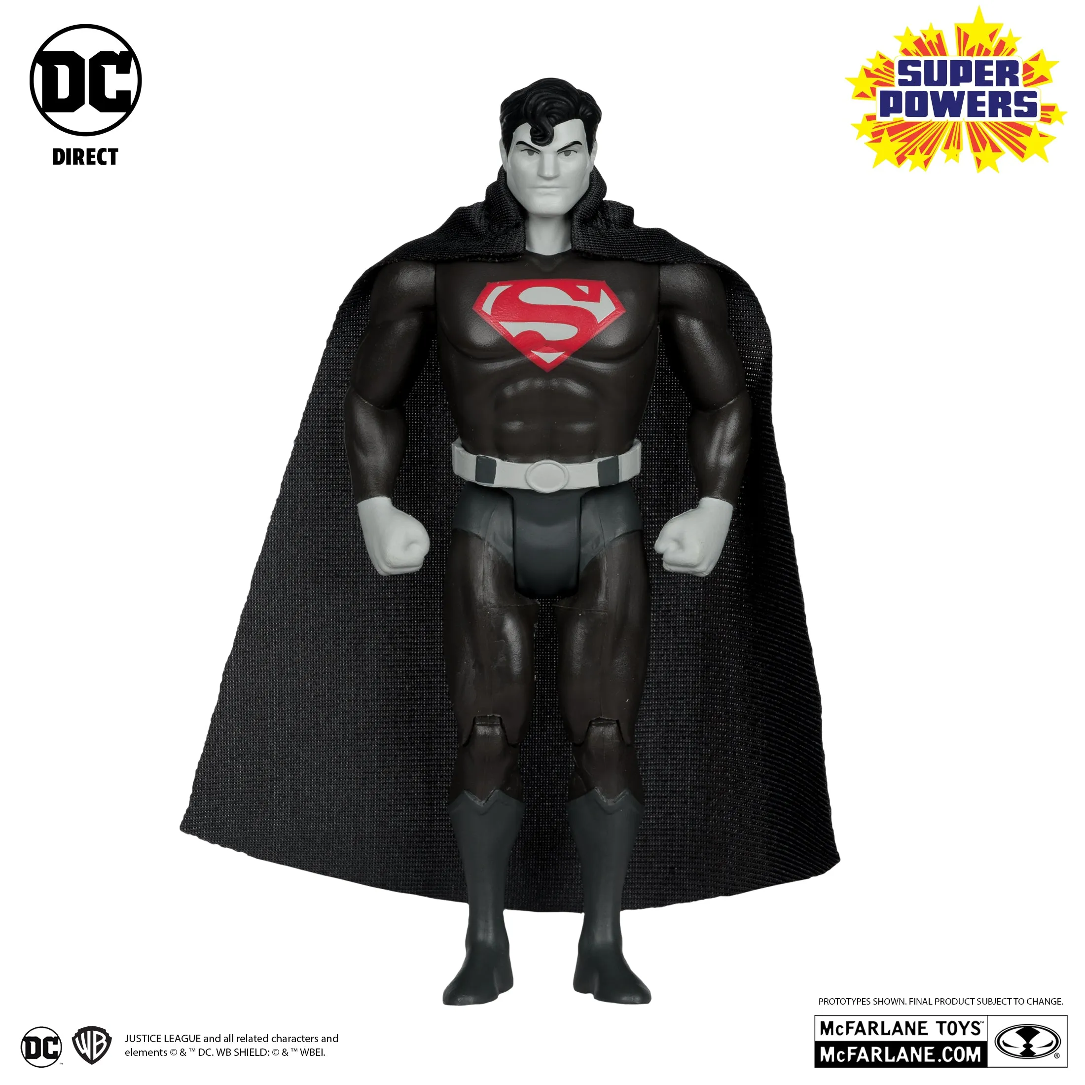 Batman, Superman & Wonder Woman Super Powers Black & White Accent Edition Gold Label 3pk (SDCC Exclusive) - McFarlane Toys