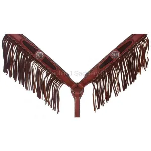 BC674 - Chestnut Leather Fringe Breast Collar