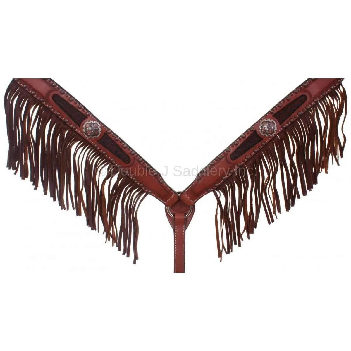 BC674 - Chestnut Leather Fringe Breast Collar