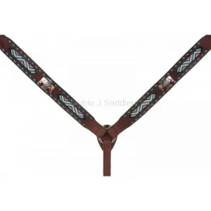 BC856A - Brown Rough Out Beaded Breast Collar