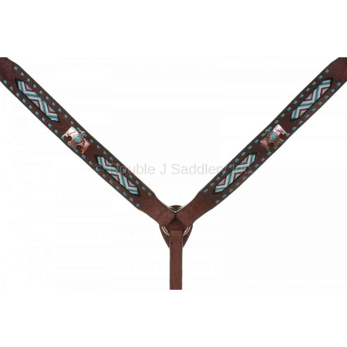 BC856A - Brown Rough Out Beaded Breast Collar