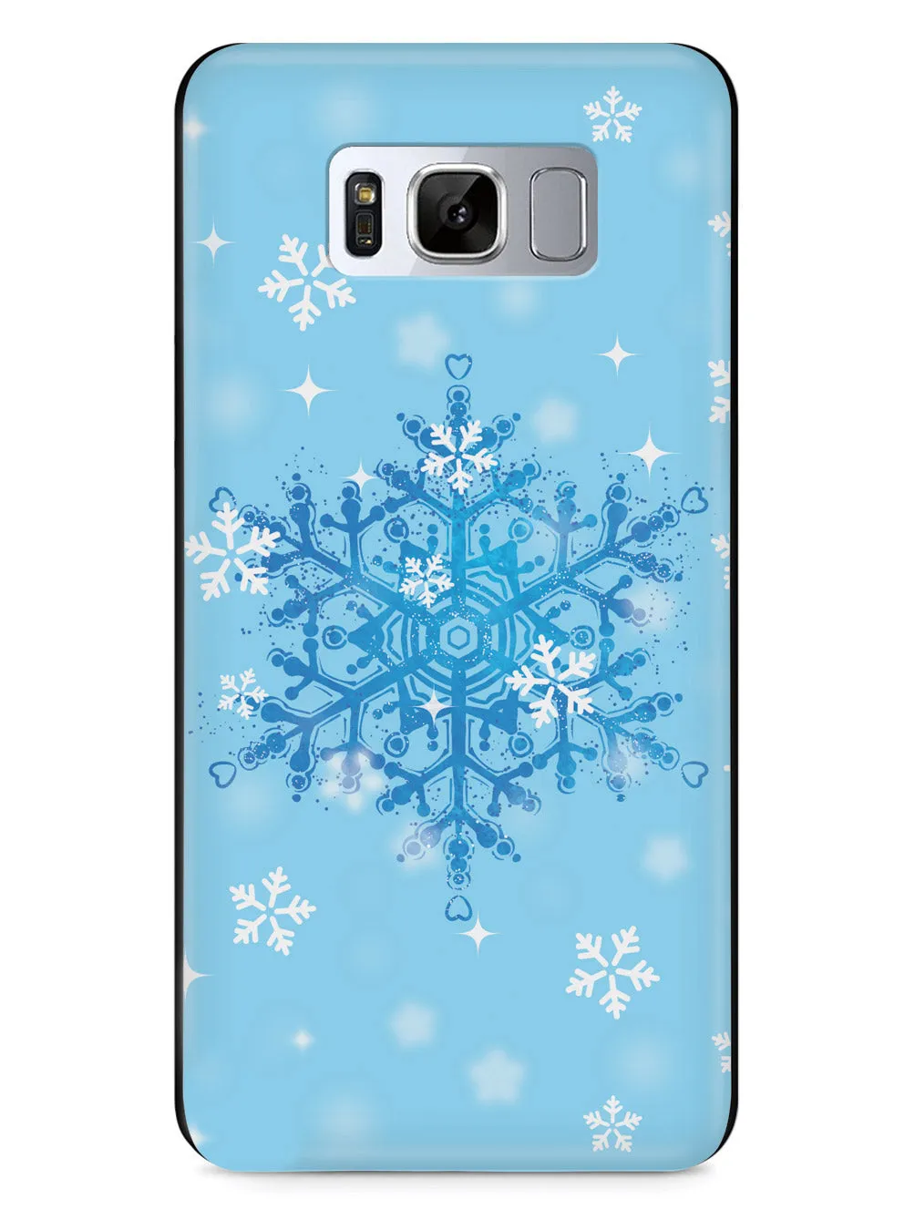 Blue and White Snowflakes - Black Case