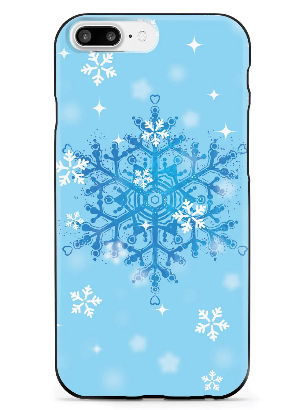 Blue and White Snowflakes - Black Case