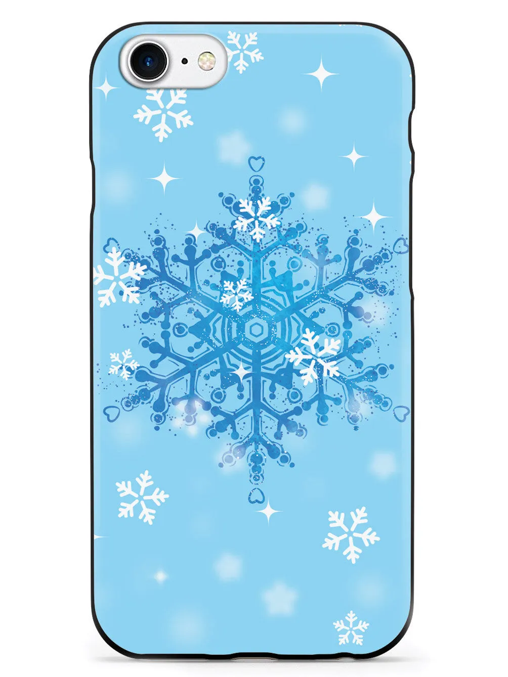 Blue and White Snowflakes - Black Case