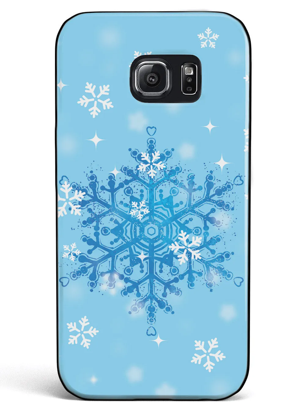 Blue and White Snowflakes - Black Case