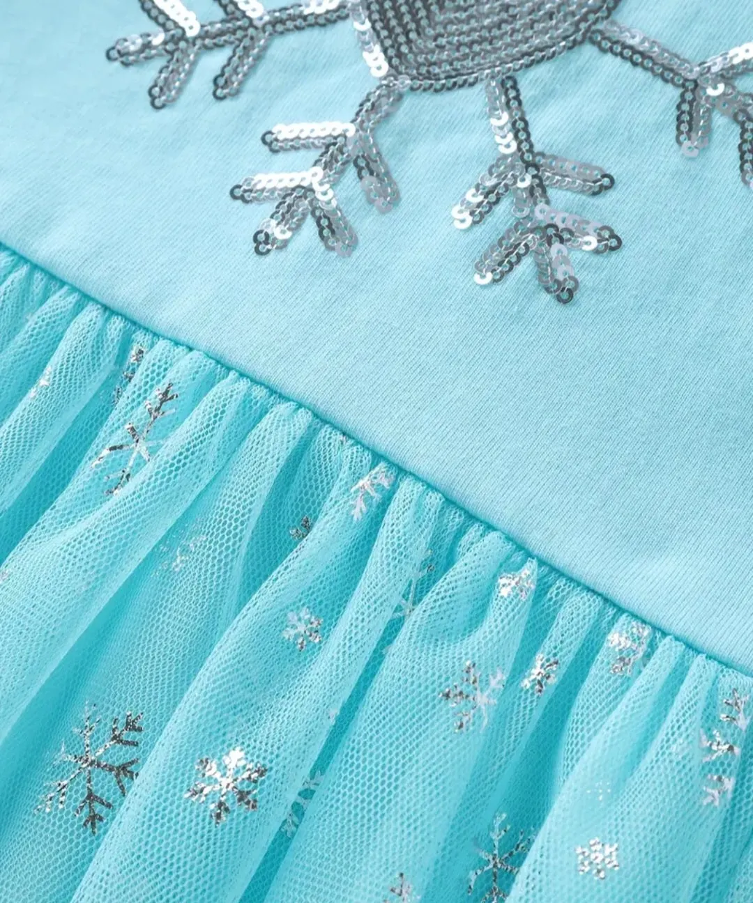 Blue Snow Princess Dress with Embroidered Snowflake #1002001