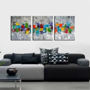 Candy Shop - Modern Abstract Painting - Set Of 3 Gallery Wrap (48 x 72 inches) Final Size