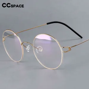 CCspace Unisex Full Rim Round Titanium Alloy Screwless Eyeglasses 54710