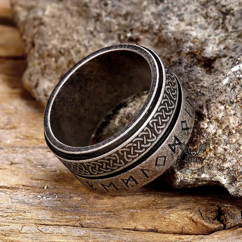 Celtic Knot Runes Viking Spinner Stainless Steel Ring