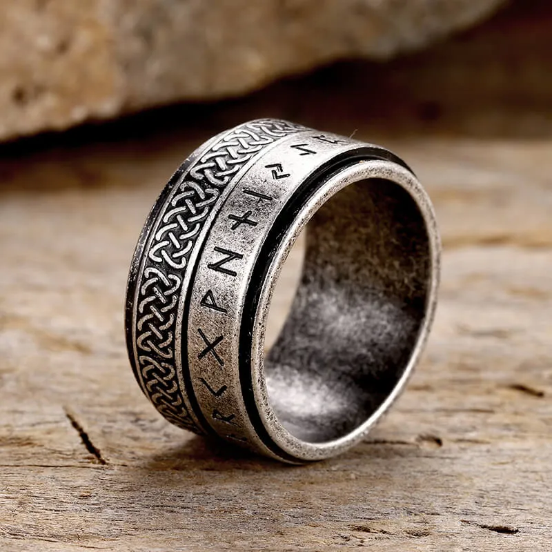 Celtic Knot Runes Viking Spinner Stainless Steel Ring