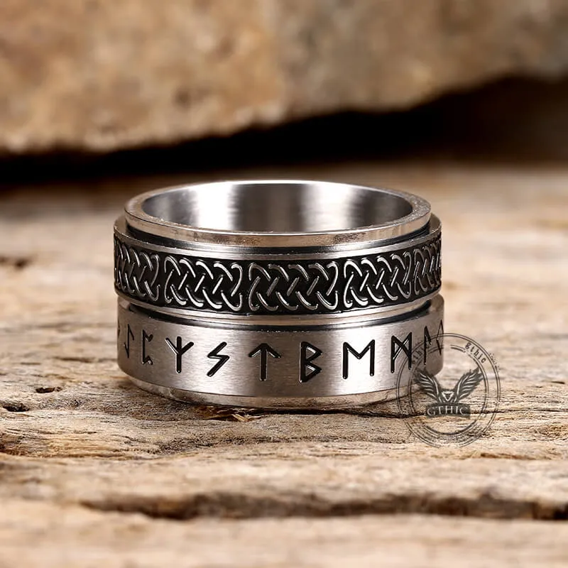 Celtic Knot Runes Viking Spinner Stainless Steel Ring