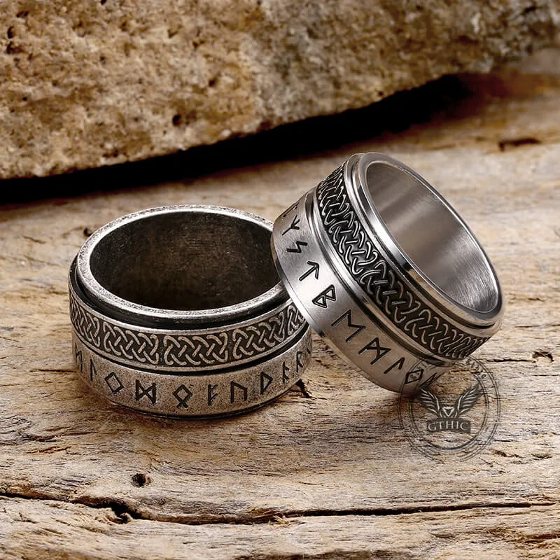 Celtic Knot Runes Viking Spinner Stainless Steel Ring