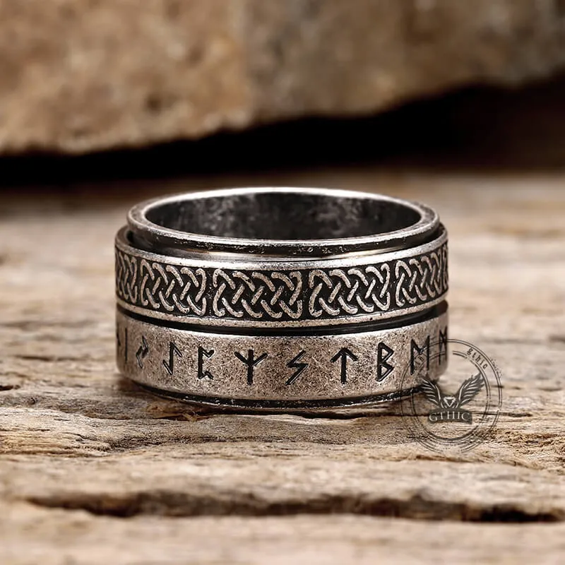 Celtic Knot Runes Viking Spinner Stainless Steel Ring