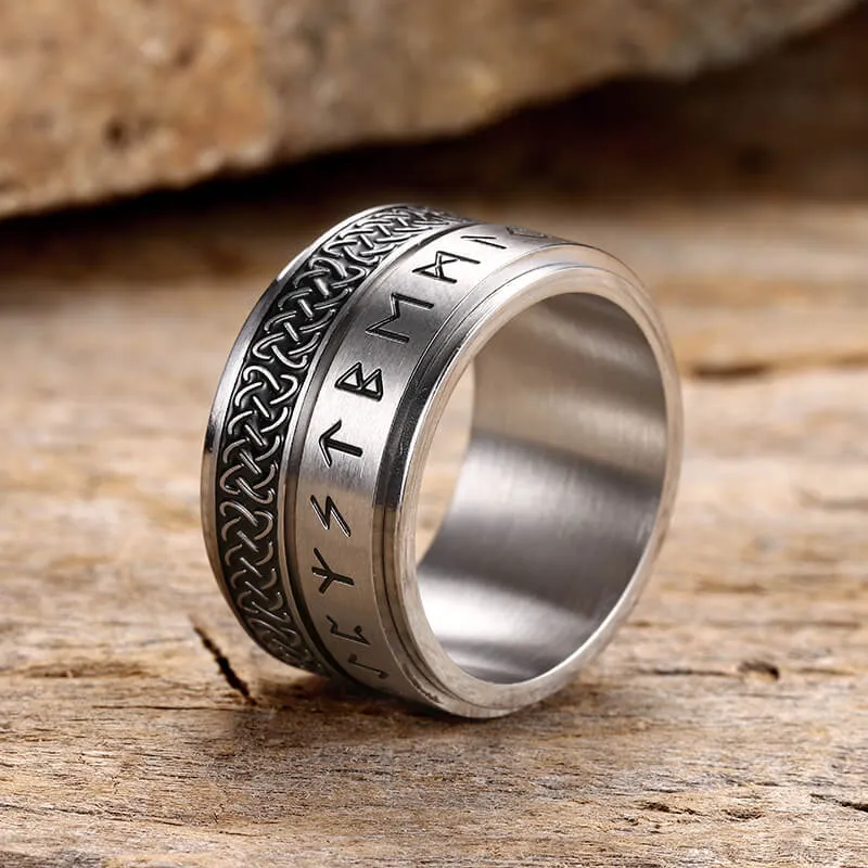 Celtic Knot Runes Viking Spinner Stainless Steel Ring