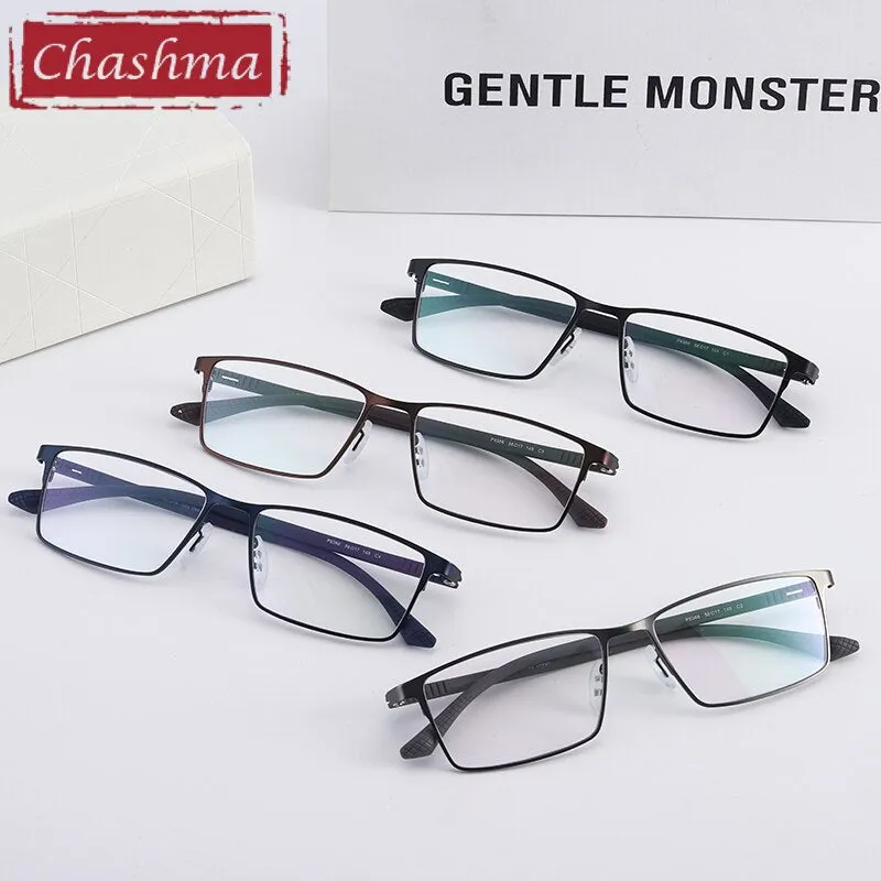 Chashma Ottica Men's Full Rim Large Square Titanium Alloy Eyeglasses 9386