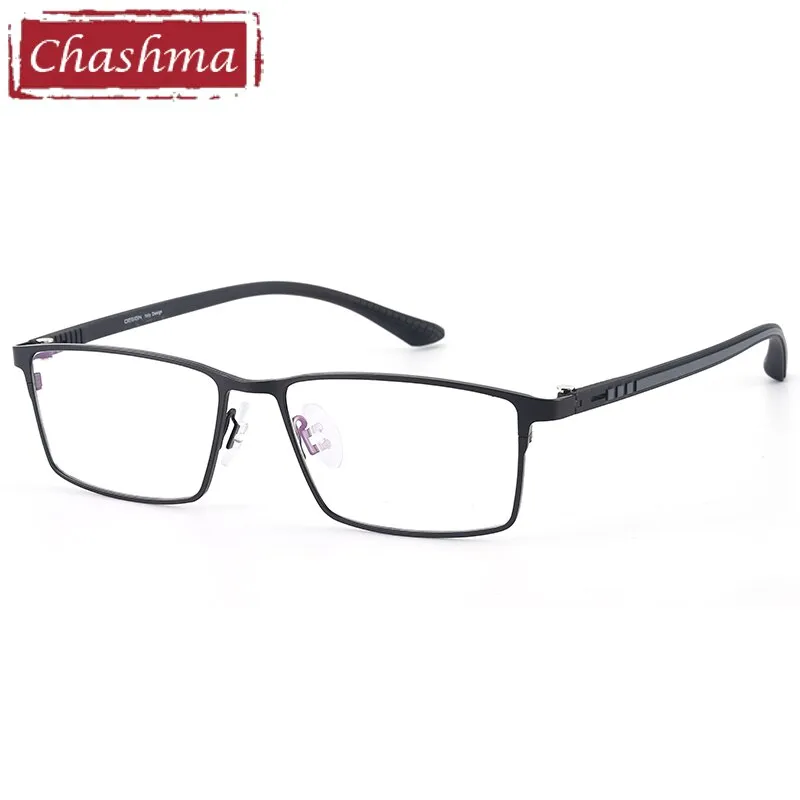 Chashma Ottica Men's Full Rim Large Square Titanium Alloy Eyeglasses 9386