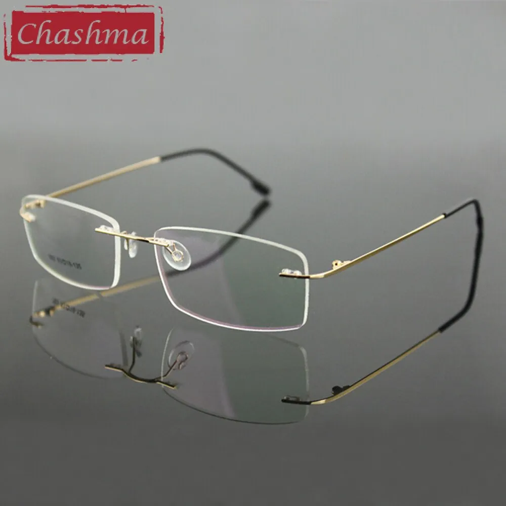 Chashma Ottica Unisex Rimless Rectangle Titanium Alloy Eyeglasses 763