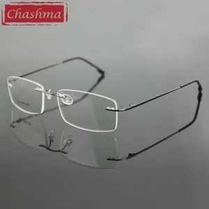 Chashma Ottica Unisex Rimless Rectangle Titanium Alloy Eyeglasses 763