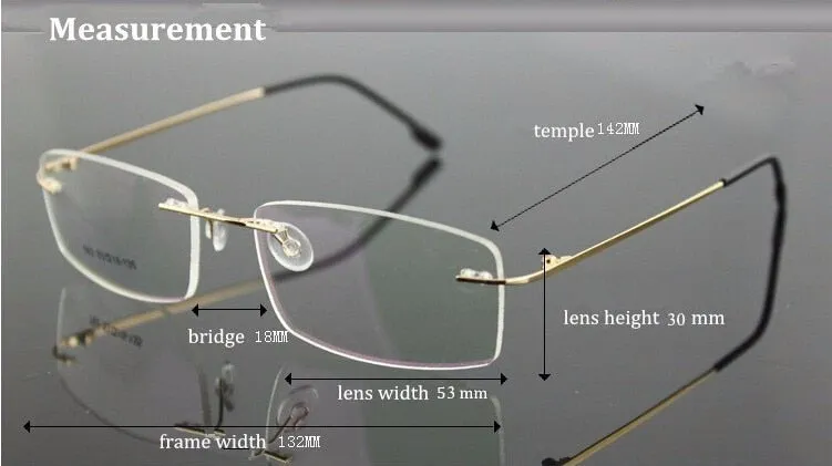 Chashma Ottica Unisex Rimless Rectangle Titanium Alloy Eyeglasses 763