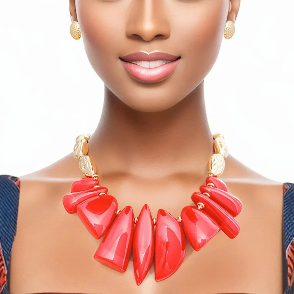 Chunky Red Bead Necklace Set: Fashion Jewelry that Adds Flair