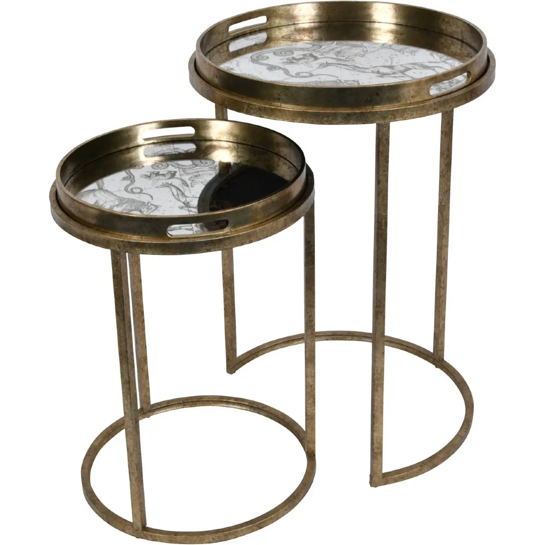 Constellation Map Mirrored Round Nesting Tables 60cm