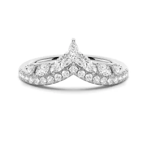 Curved Crown Marquise And Round Moissanite Wedding Band