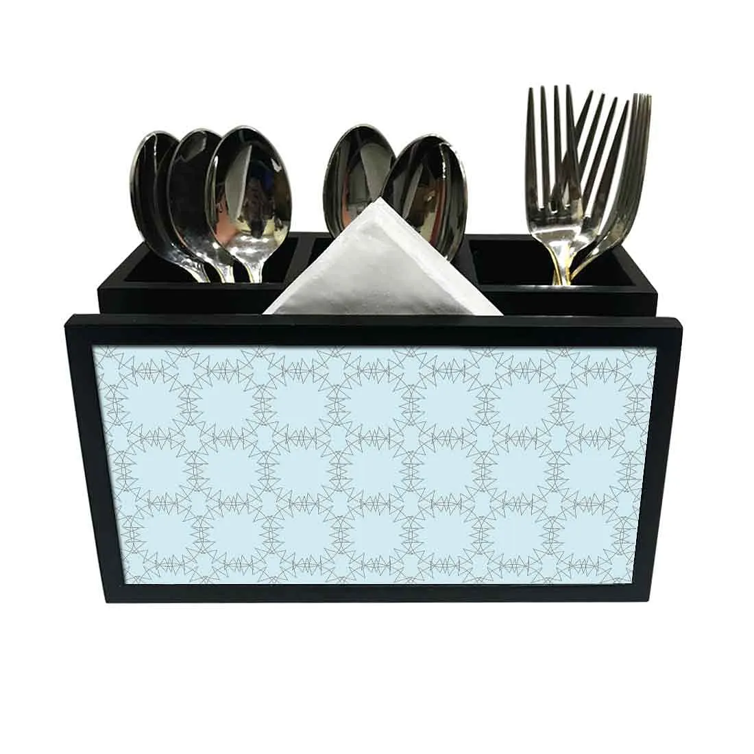 Cutlery Tissue Holder Napkin Stand -  Blue Pattern Circle