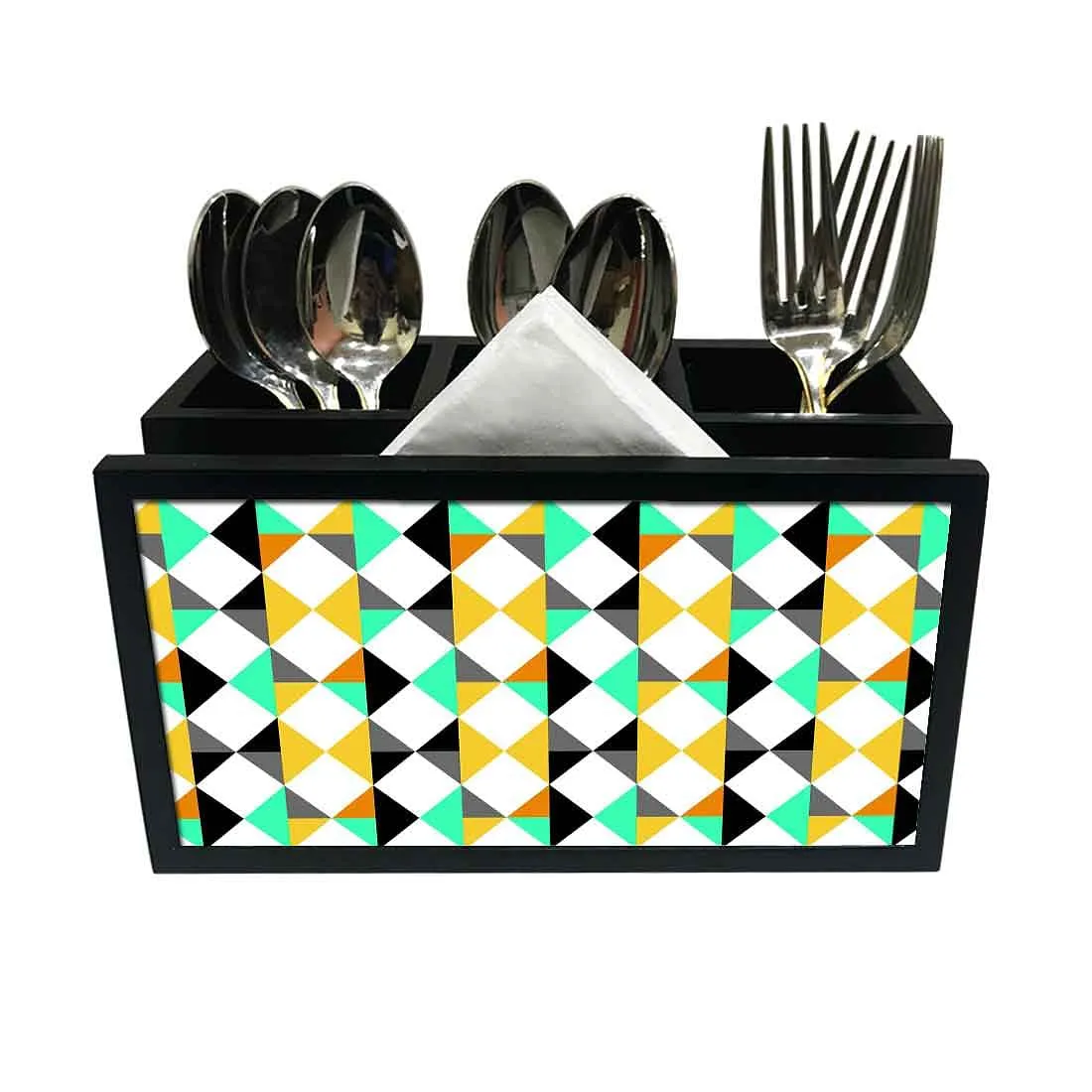 Cutlery Tissue Holder Napkin Stand -  Colorful Diamonds Pattern