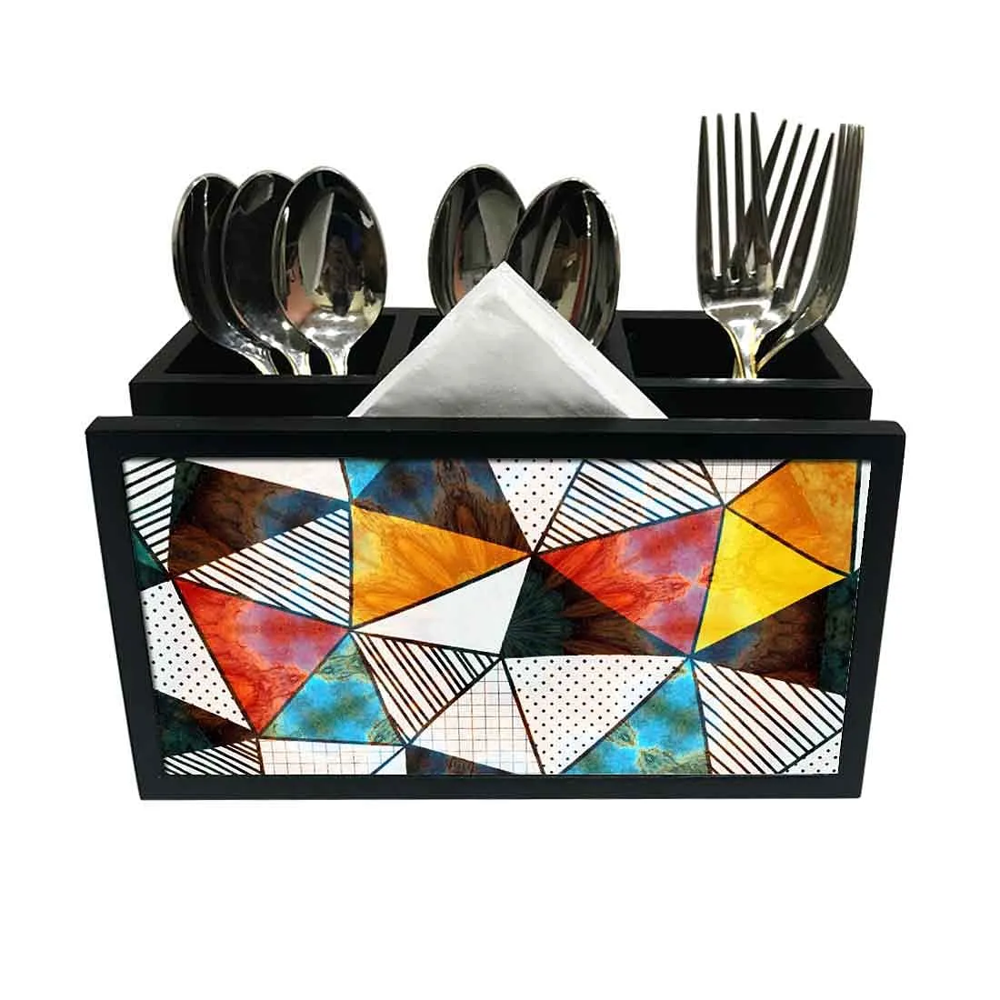 Cutlery Tissue Holder Napkin Stand -  Colorful Marble Pattern