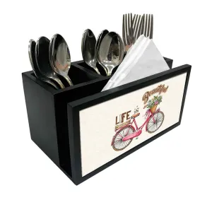 Cutlery Tissue Holder Napkin Stand -  Life is Beautiful