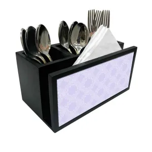 Cutlery Tissue Holder Napkin Stand -  Purple Circle Design