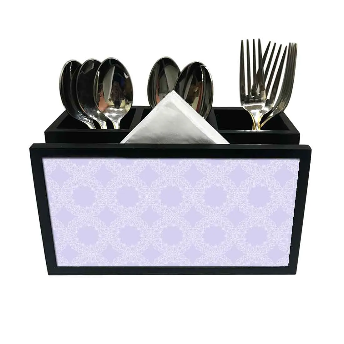 Cutlery Tissue Holder Napkin Stand -  Purple Circle Design